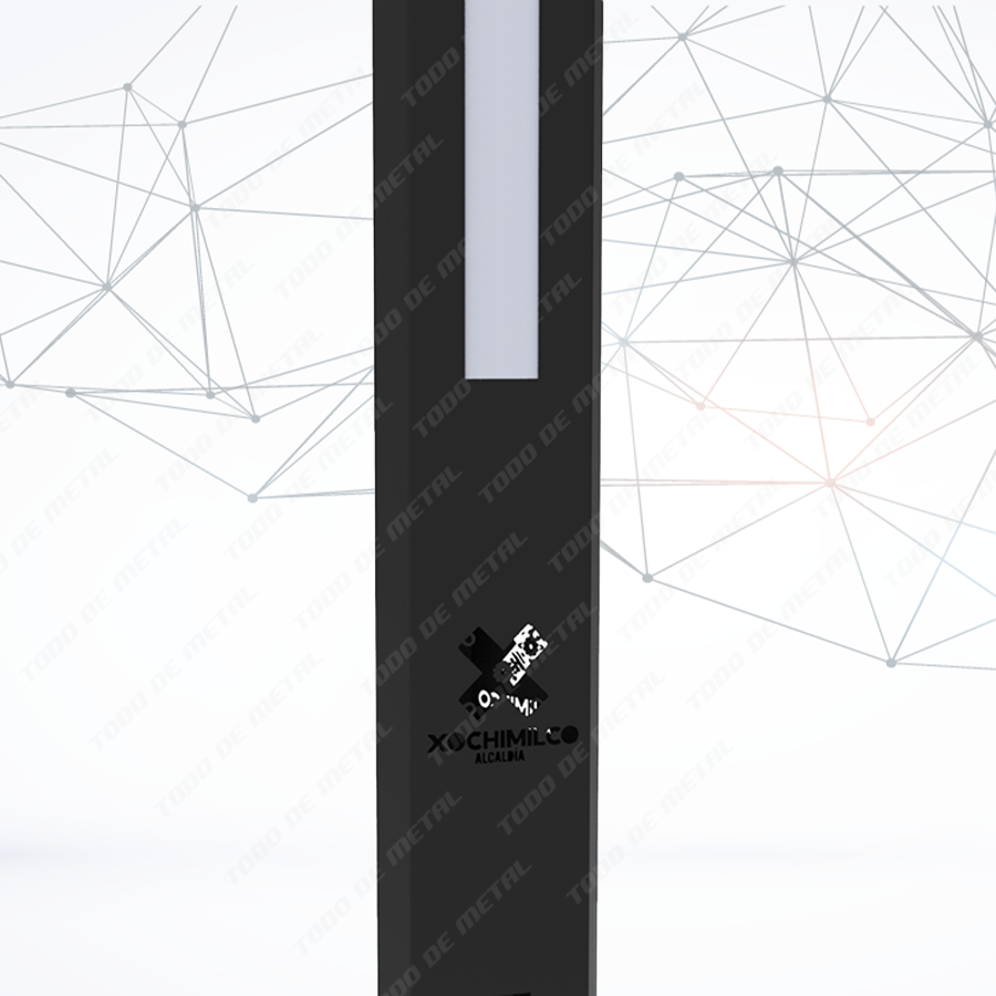 Postes luminosos LED sobre calle CDMX, poste luminoso, alumbrado público moderno, lámpara urbana exterior